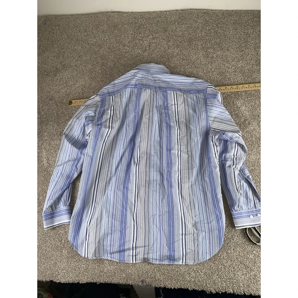 Brooks Brothers All Egyptian Cotton Button Down Shirt Men L Blue Stripped Preppy - Picture 8 of 8